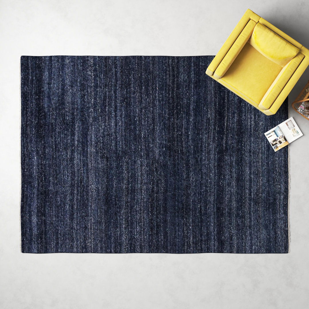 Jaipur Living Origin Hand-Knotted Solid Dark Blue Area Rug (10'X14') large image 
