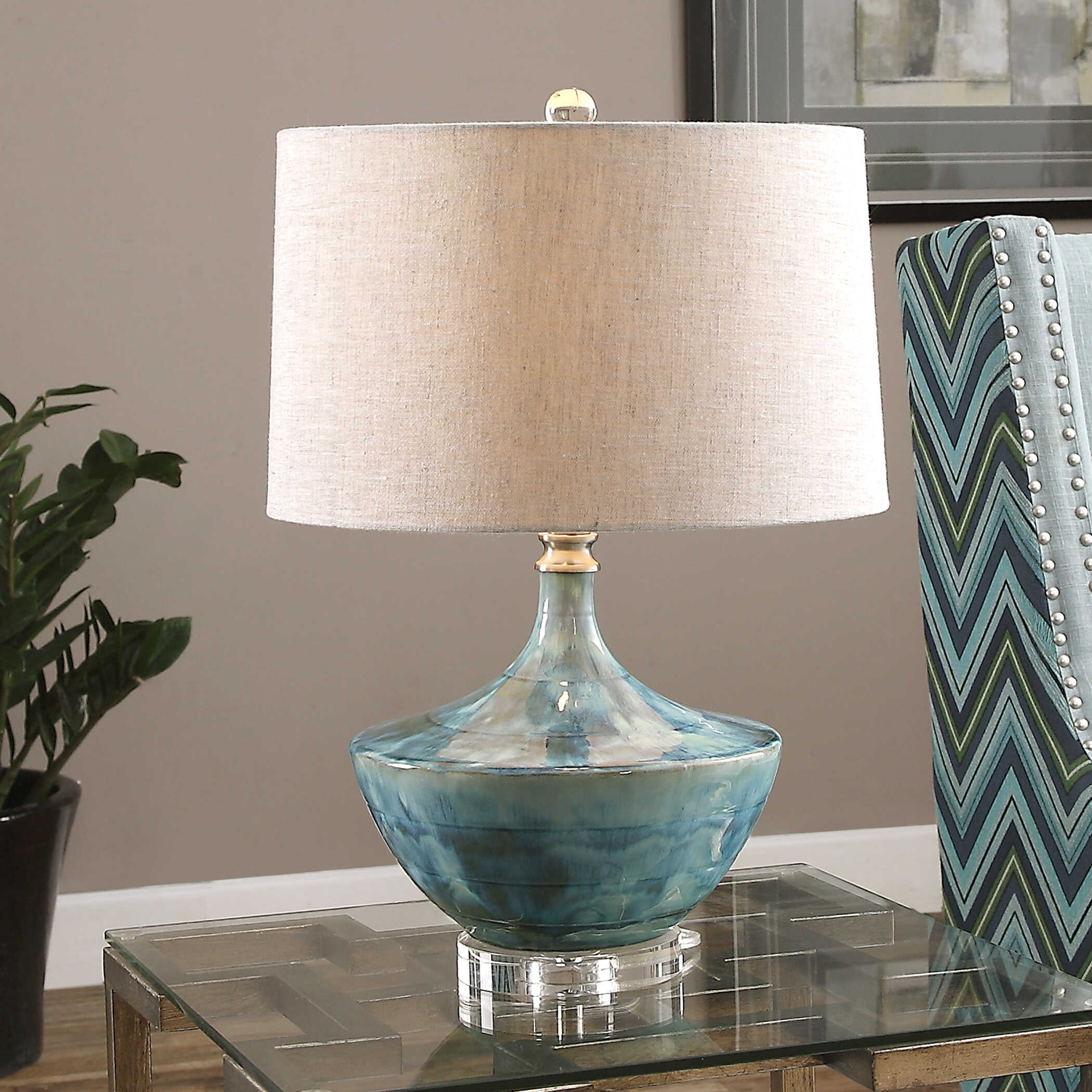 Chasida Blue Ceramic Lamp large image 