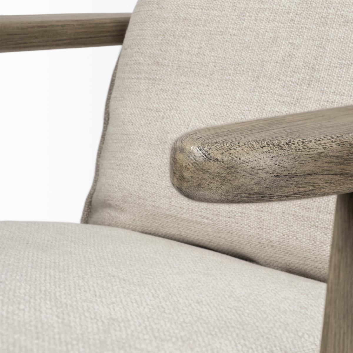 Olympus VI Beige Fabric Wrapped Wooden Frame Accent Chair, by Mercana, 28" length x 31" width x 32" height View 8