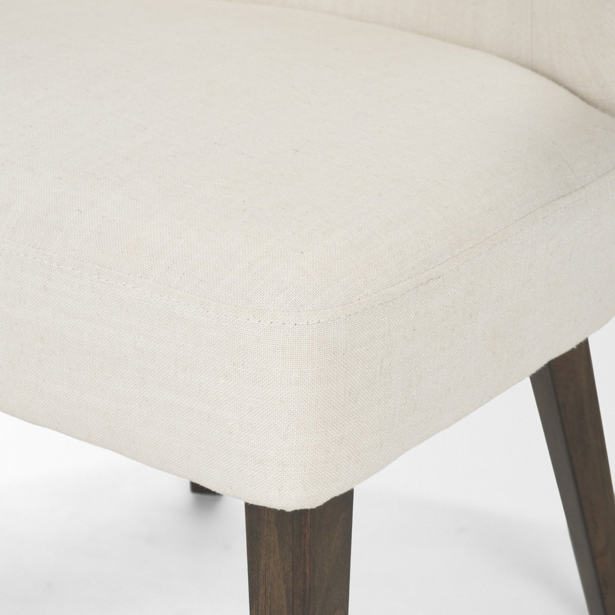 Niles Wingback Dining Side Chair | Cream Fabric with Dark Brown Wooden, Dining Chair by Mercana, 22.5" length x 24.5" width x 32" height View 12