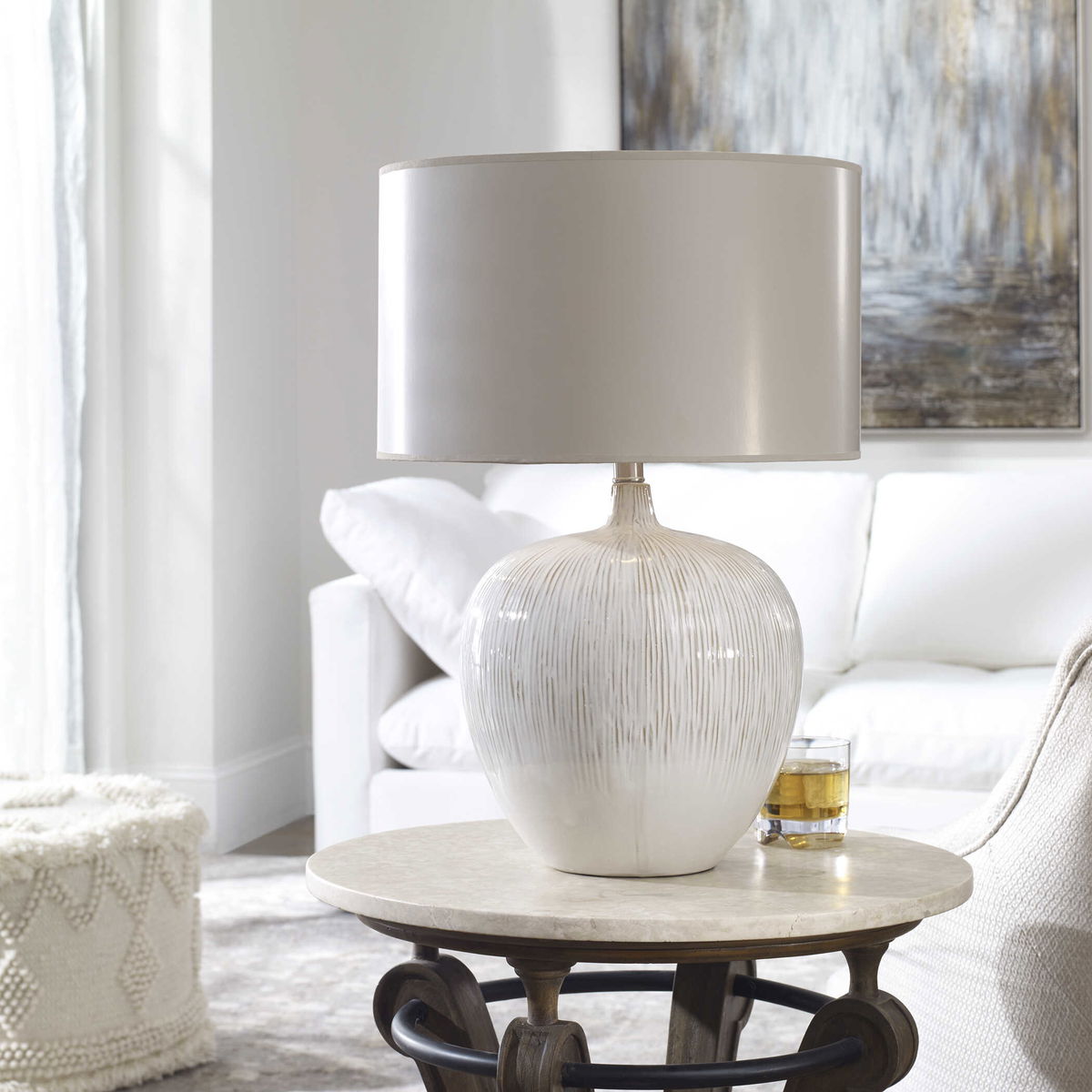 Georgios Textured Ceramic Lamp, Table Lamp by Uttermost, 16" width x 23.25" height x 16" depth View 2