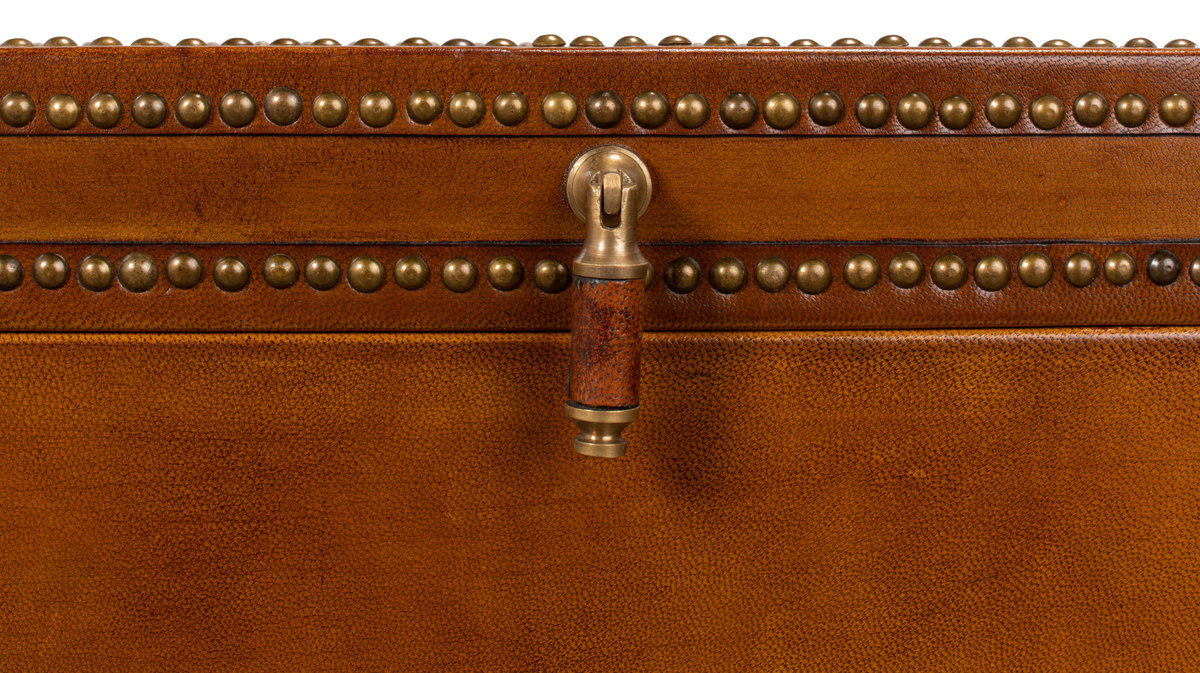 Remington Leather Box On Stand, by Sarreid, 1' length x 2' width x 2' height View 5