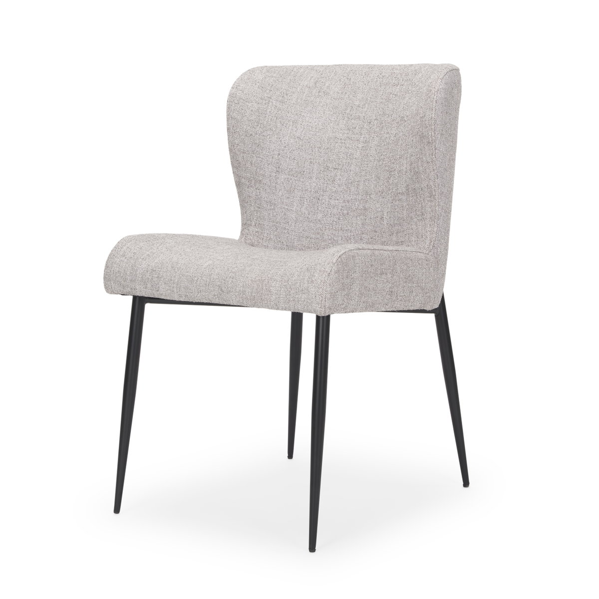 Hartt Dining Chair with Matte Black Metal Frame and Gray Fabric, by Mercana, 19.75" length x 25" width x 32.5" height View 1