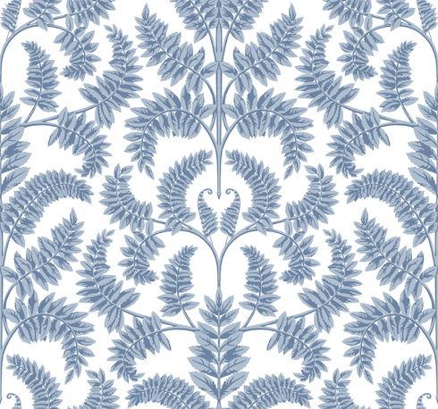 Royal Fern Damask Blue Wallpaper