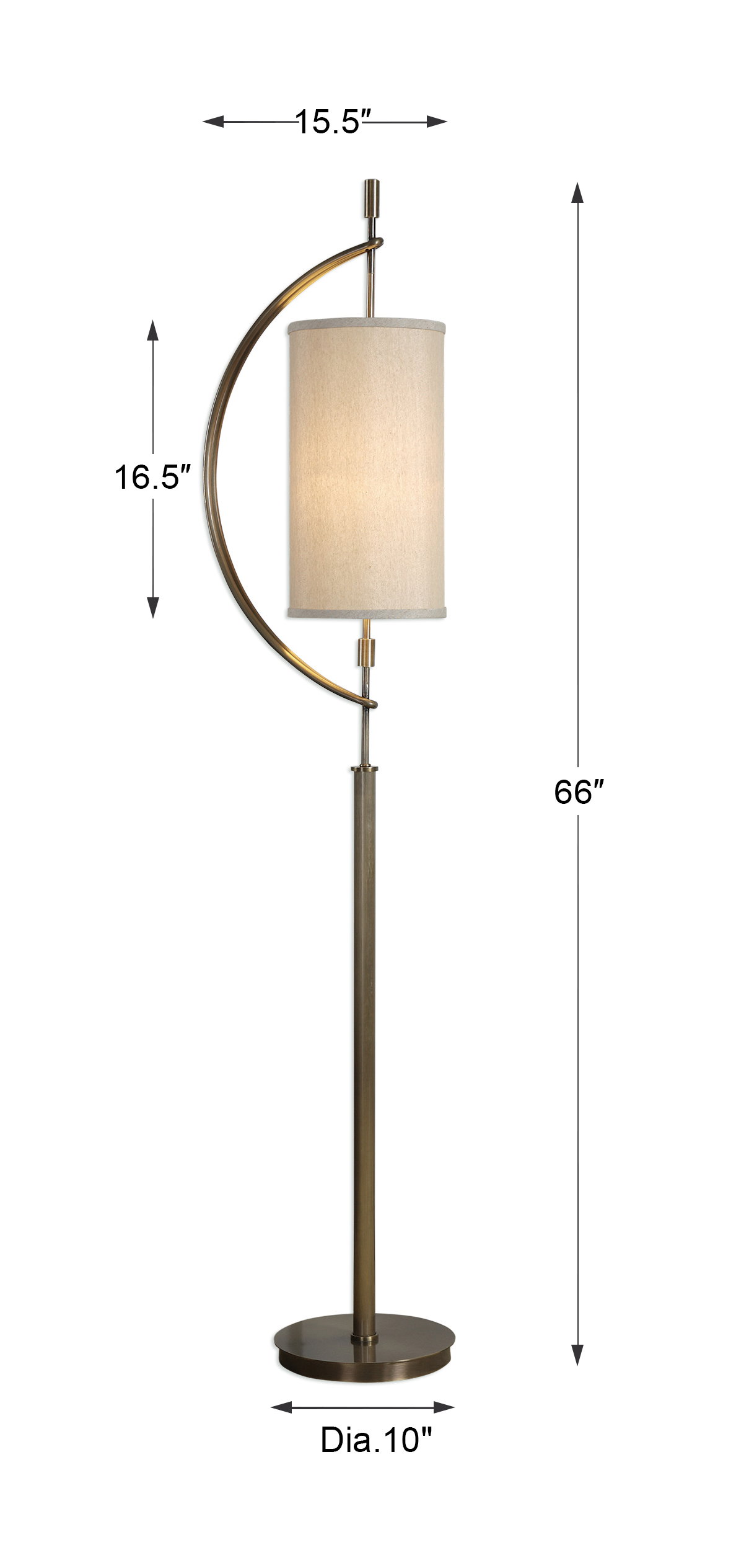 Balaour Antique Brass Floor Lamp, by Uttermost, 1'3.5" width x 5'6" height x 10" depth View 3