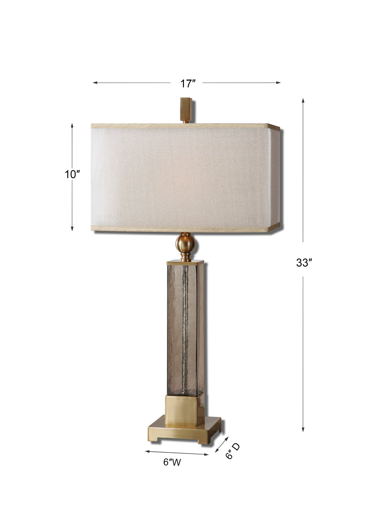 Caecilia Amber Glass Table Lamp, by Uttermost, 17" width x 33" height x 9" depth View 3