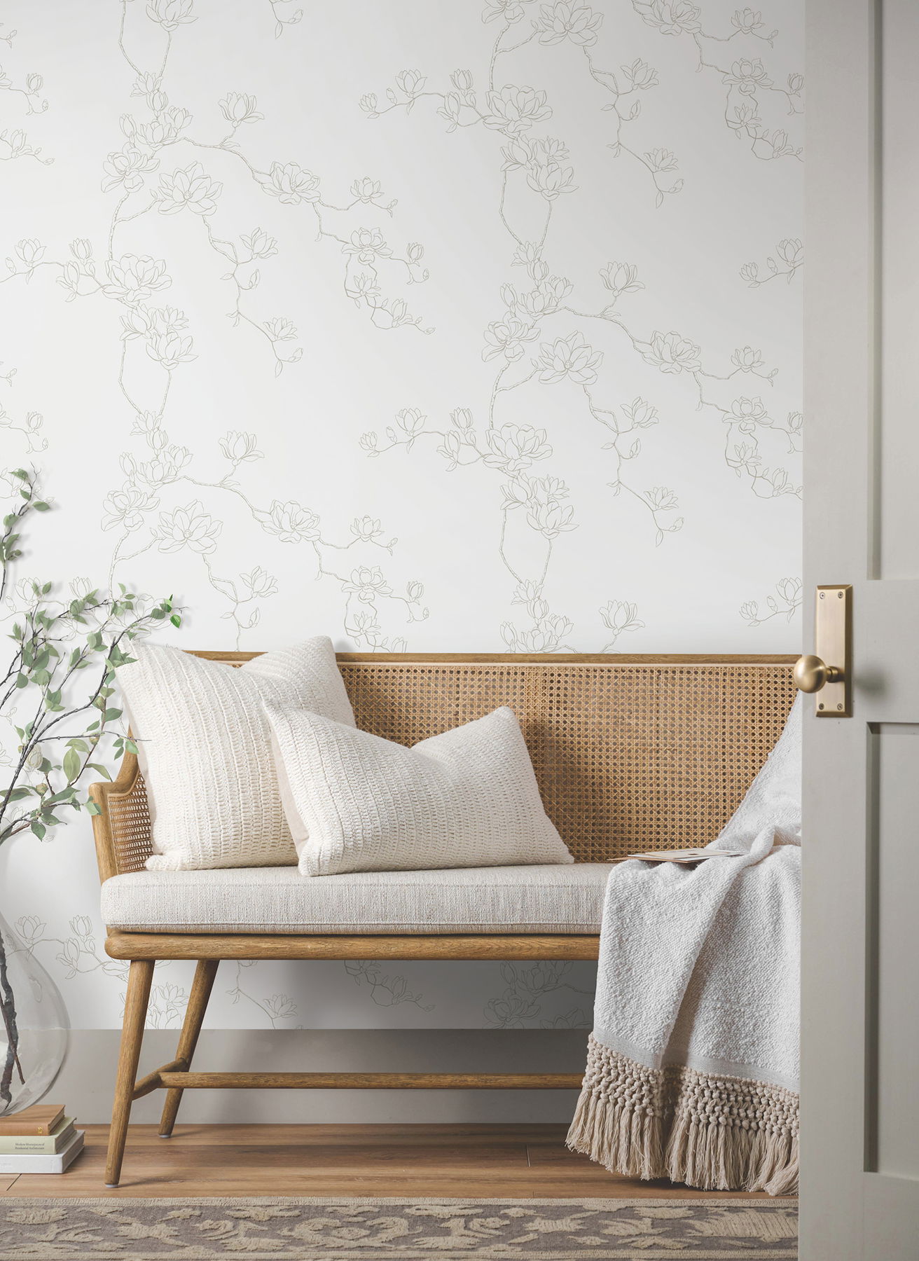 Magnolia Beige Branches Wallpaper large image 