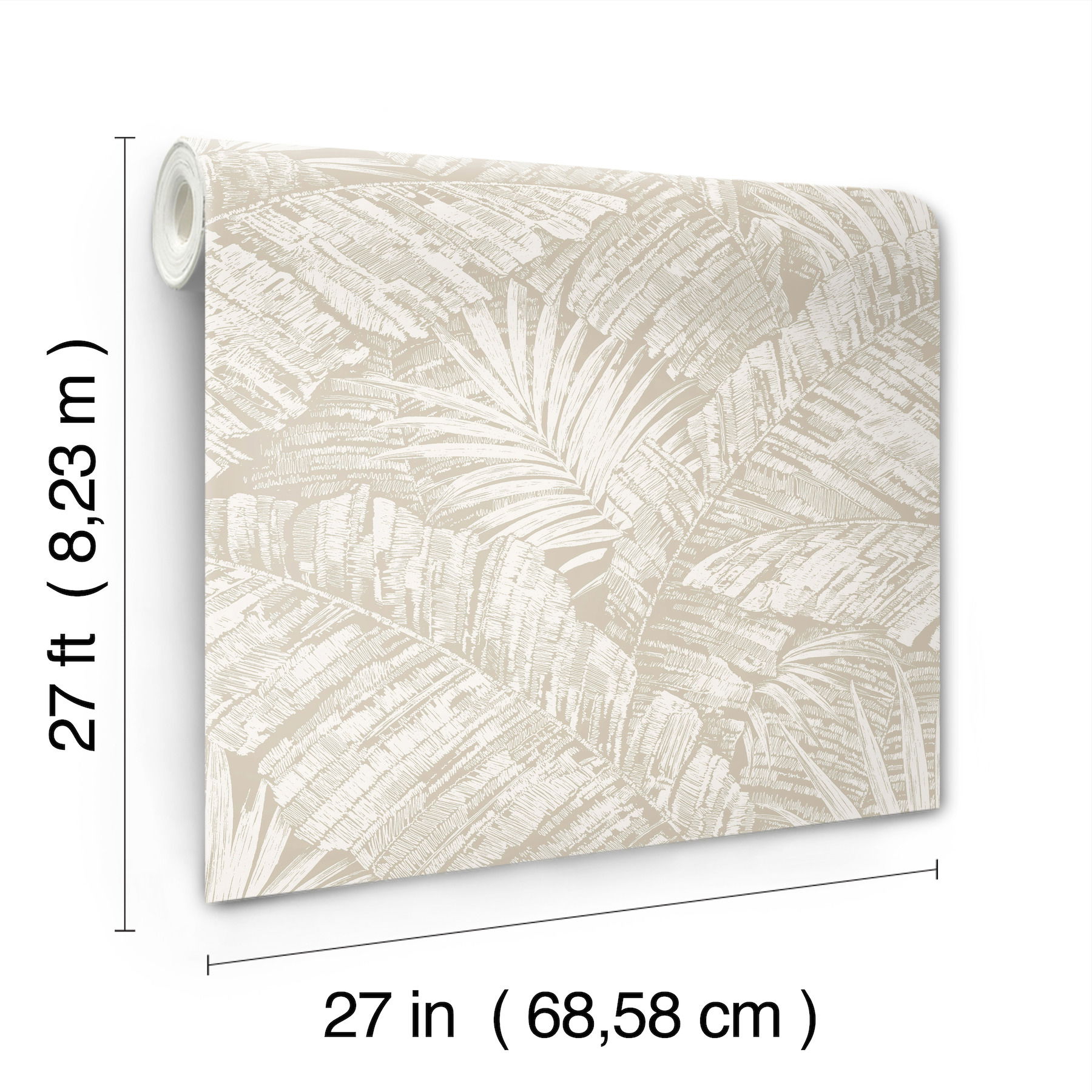 Palm Cove Toile White & Taupe Wallpaper large image 