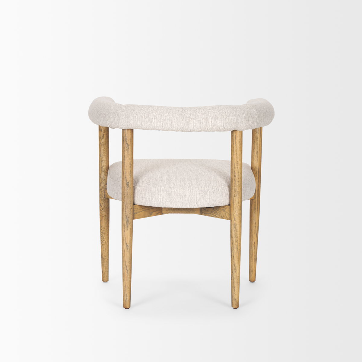 Arden Curved Back Dining Side Chair | Cream Twill with Brown Wood, Dining Chair by Mercana, 26" length x 21.5" width x 28" height View 5