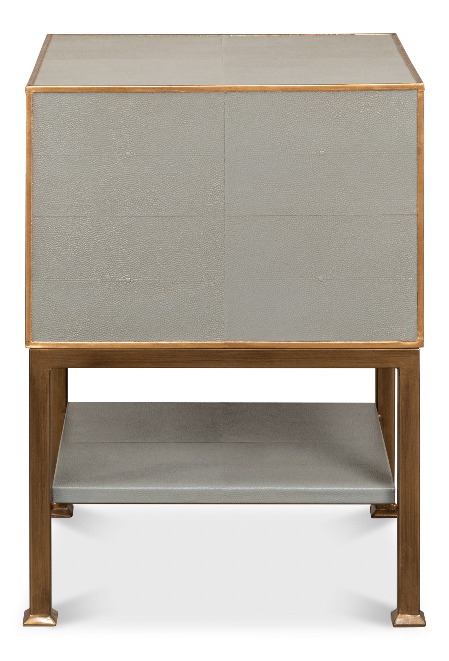 Gillian Two Drawer Nightstand, Storm Gry, by Sarreid, 18" length x 15" width x 25" height View 2