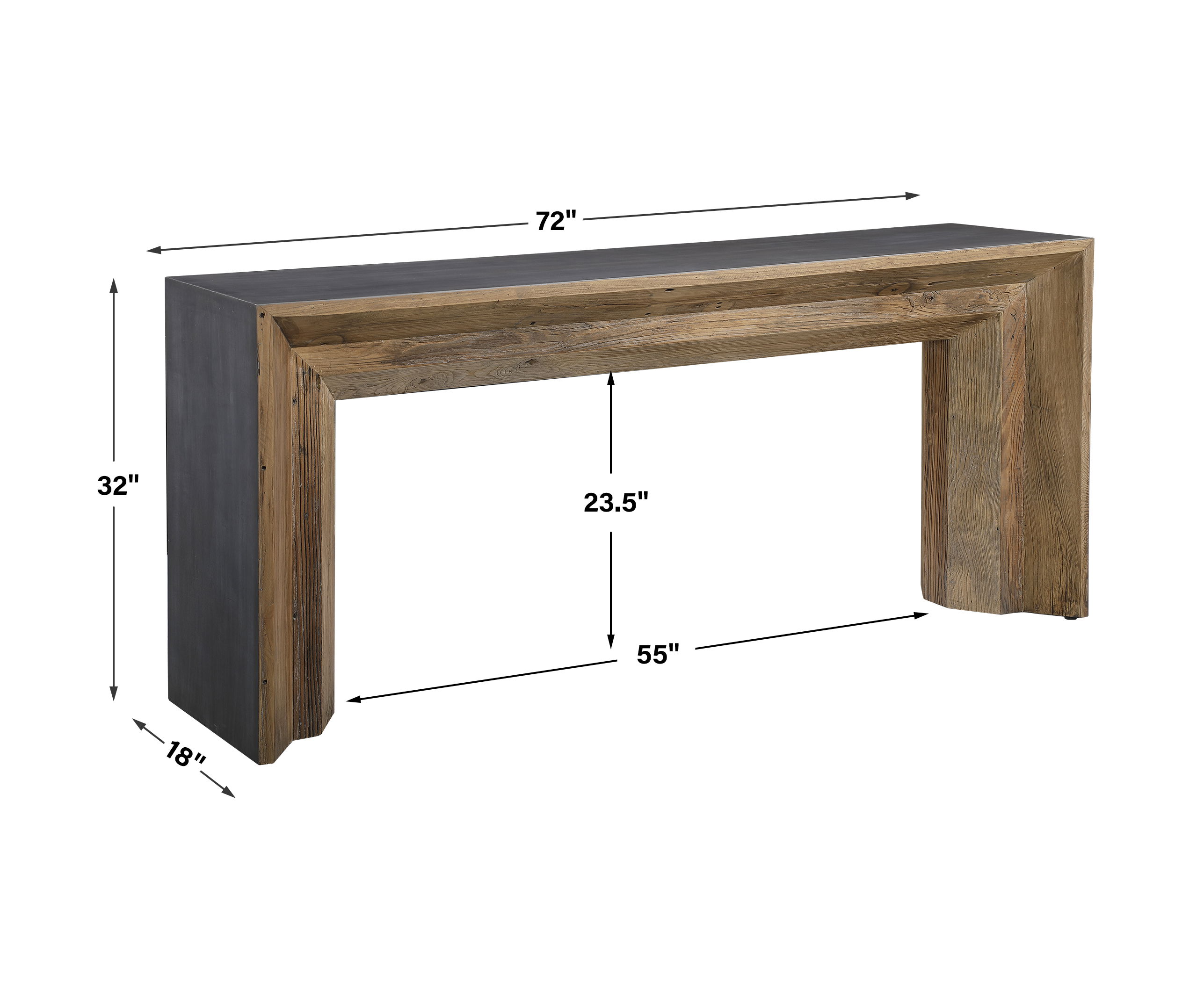 Vail Reclaimed Wood Console Table, Furniture by Uttermost, 72" width x 32" height x 18" depth View 3