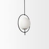Farrah Frosted Glass Globe set in Matte Black Metal Pendant Ceiling Light, by Mercana, 17.71" length x 11.81" width x 45.27" height thumbnail 4