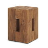 Waylen Natural Wood Block Accent Stool, Ottoman by Mercana, 11.5" length x 11.5" width x 16.5" height thumbnail 1