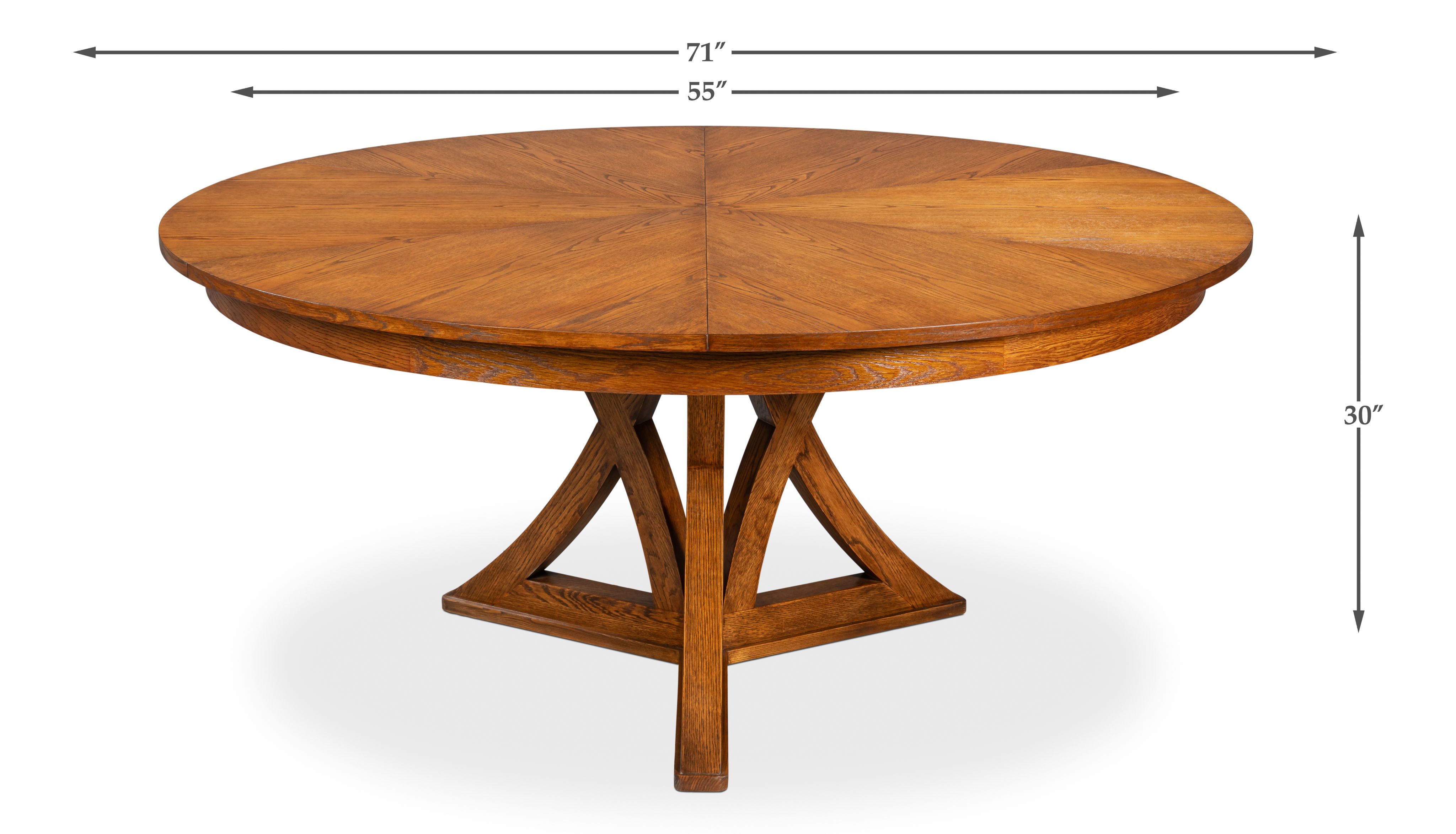 Casual Jupe Dining Table,Tobacco B,Med, by Sarreid, 55" length x 55" width x 30" height View 13
