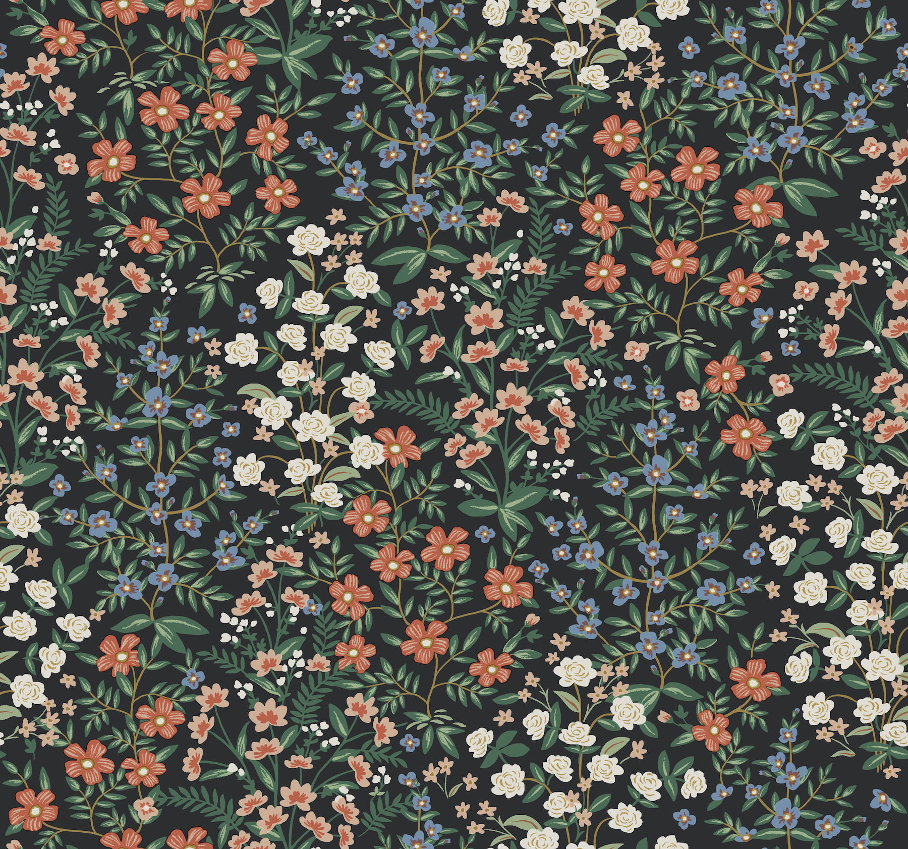 Wildwood Garden Black & Red Wallpaper large image 