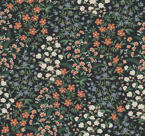 Wildwood Garden Black & Red Wallpaper