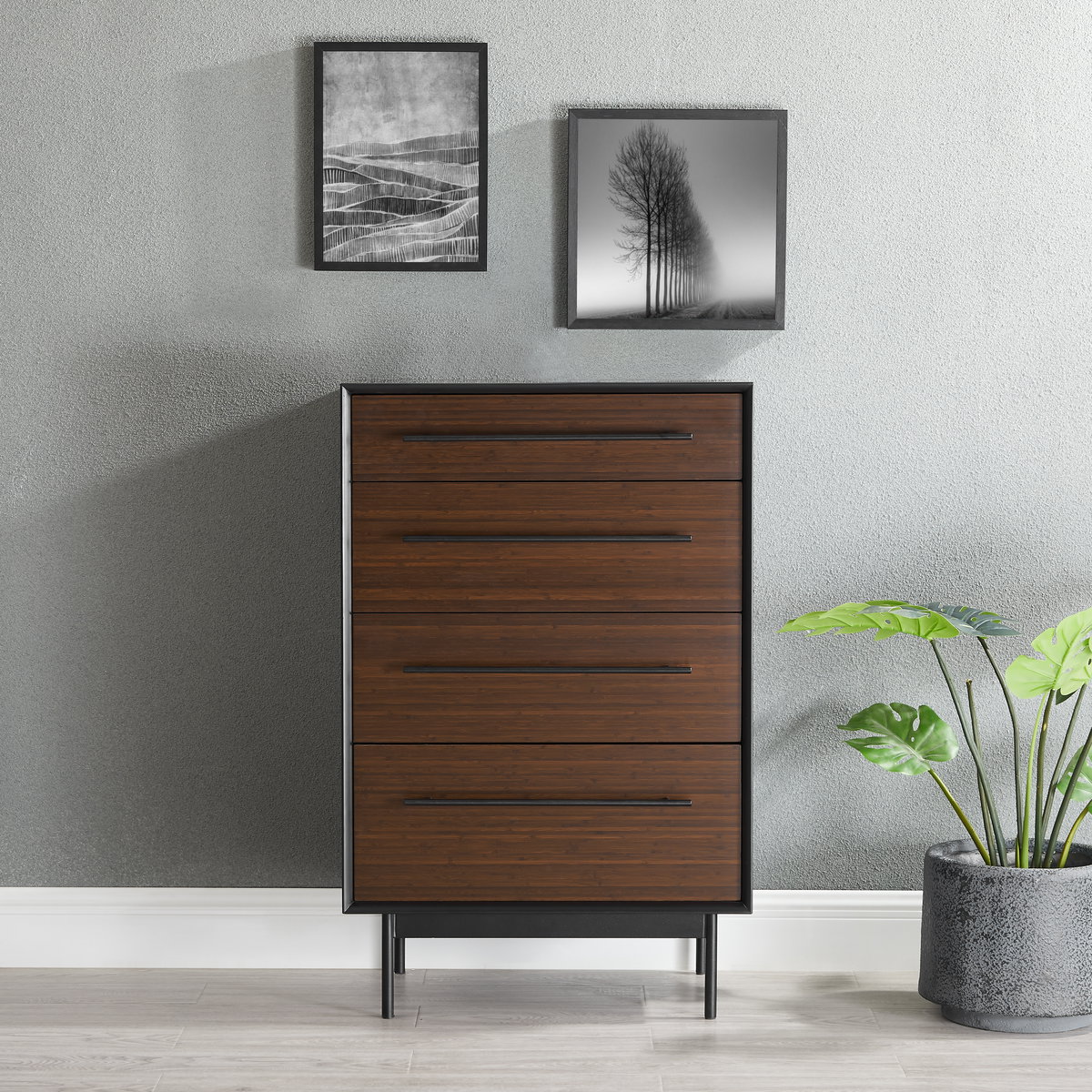 Park Avenue 4 Drawer High Chest, Ruby, Dresser by Greenington, 18" length x 28.25" width x 44" height View 10