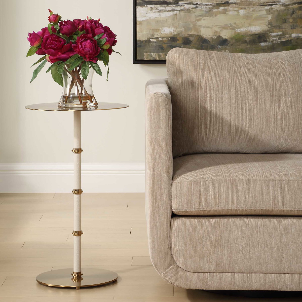 Cyprus Brass Accent Table, Side & End Table by Uttermost, 14" width x 24" height x 14" depth View 2