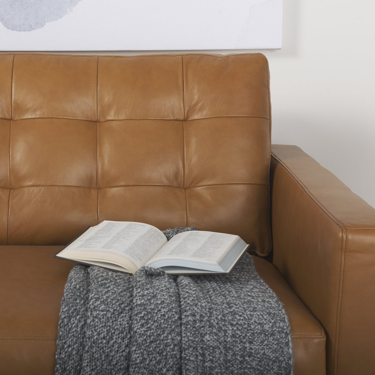 Olaf  Tan Leather Sofa, Sofas & Sectional by Mercana, 88.19" length x 37.8" width x 35.04" height View 4