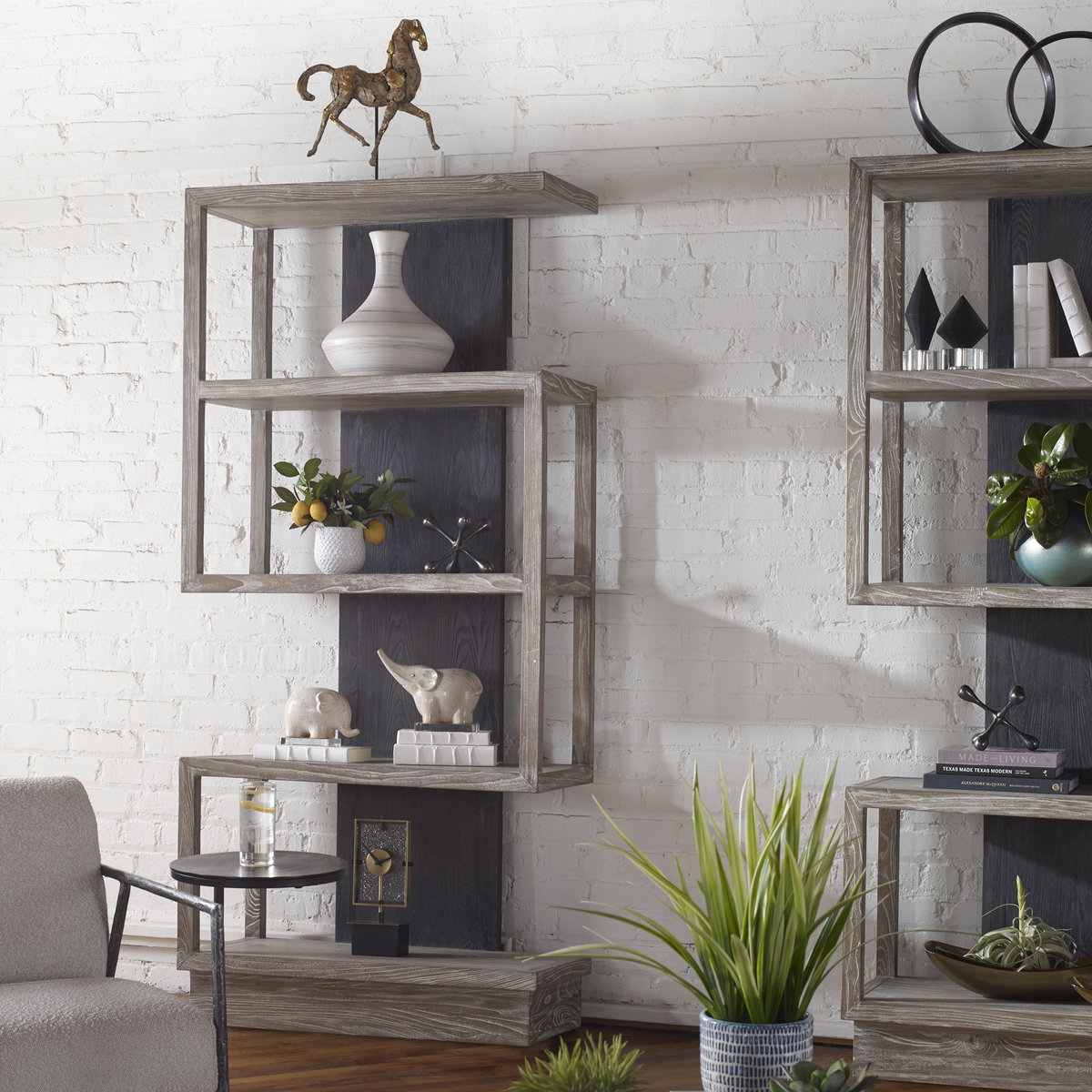 Nicasia Modern Etagere, Shelving & Bookcase by Uttermost, 36" width x 79.9" height x 17.3" depth View 2