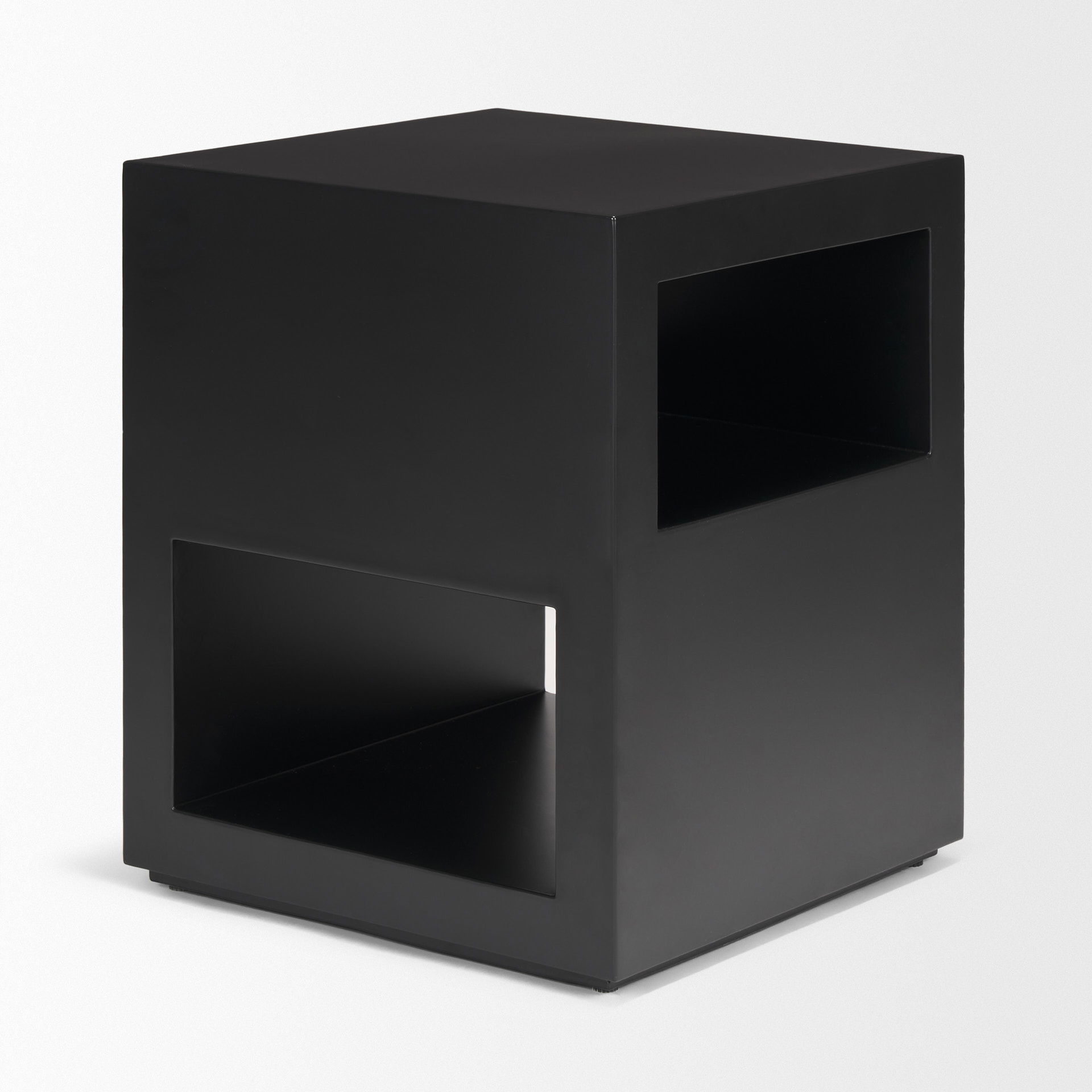 Vondra Matte Black Metal with Open Shelves Side table, Side & End Table by Mercana, 18" length x 18" width x 21.75" height View 6