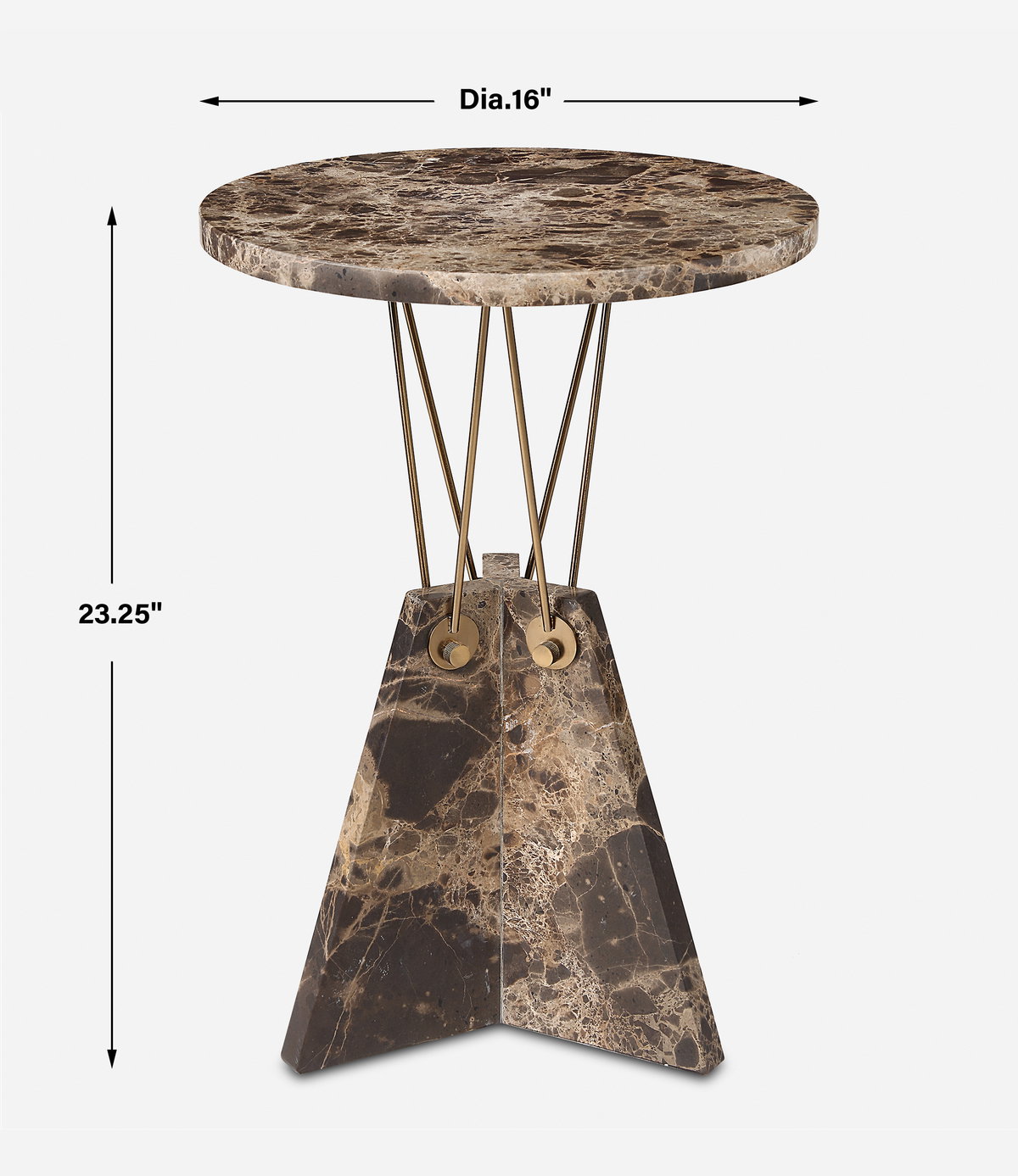 Levitate Marble Accent Table, Side & End Table by Uttermost, 16" width x 23.25" height x 16" depth View 3