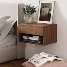 Online Designer Bedroom Arvester Modern Floating Bedroom Nightstand with Storage Drawer and Open Shelf Cubby