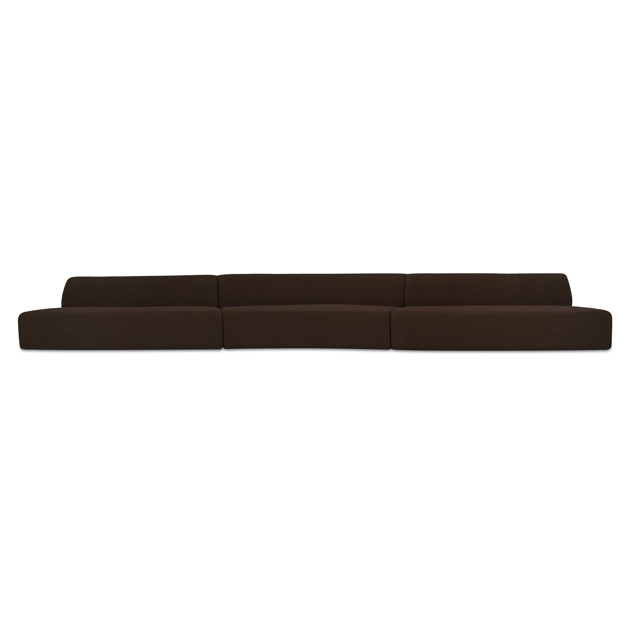 Naomi 3 Piece Wave Modular Sectional Dark Brown, Sectional Sofa by Moe's Home, 242.1" width x 28.3" height x 39" depth View 1