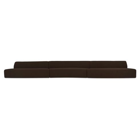 Naomi 3 Piece Wave Modular Sectional Dark Brown