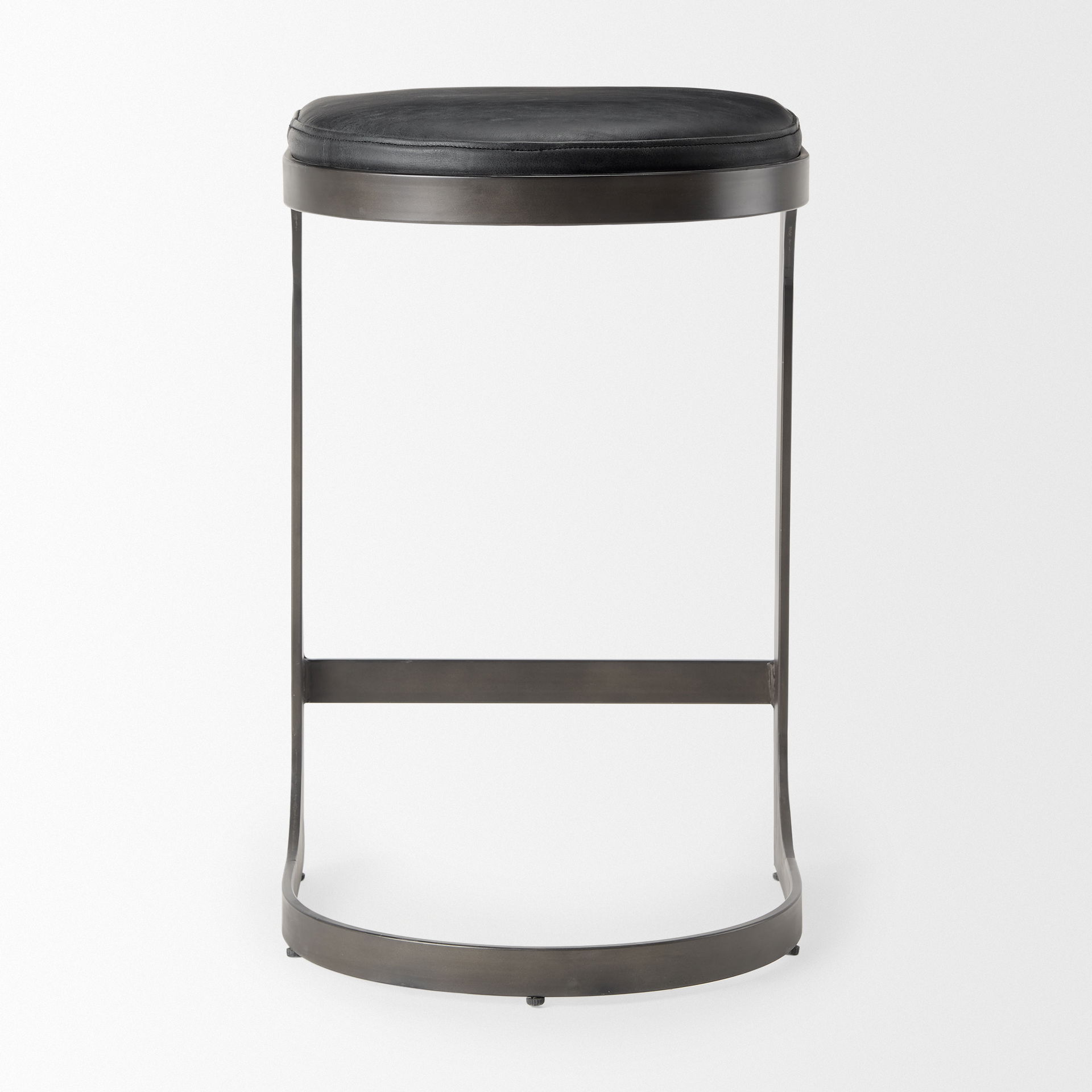 Tyson 17L x 18W x 28H Black Leather with Metal Frame Counter Stool large image 