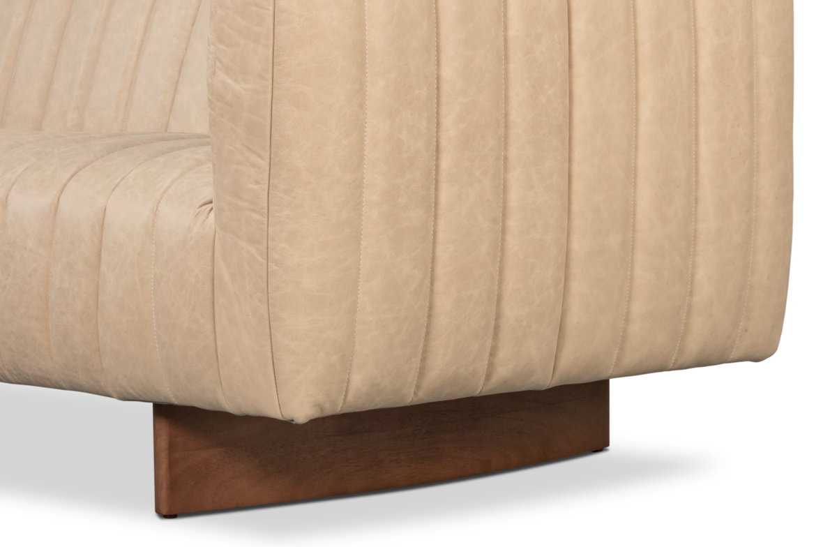 Denys Leather Sofa  Cappuccino White, by Sarreid, 2'11" length x 7'1" width x 2'4" height View 6