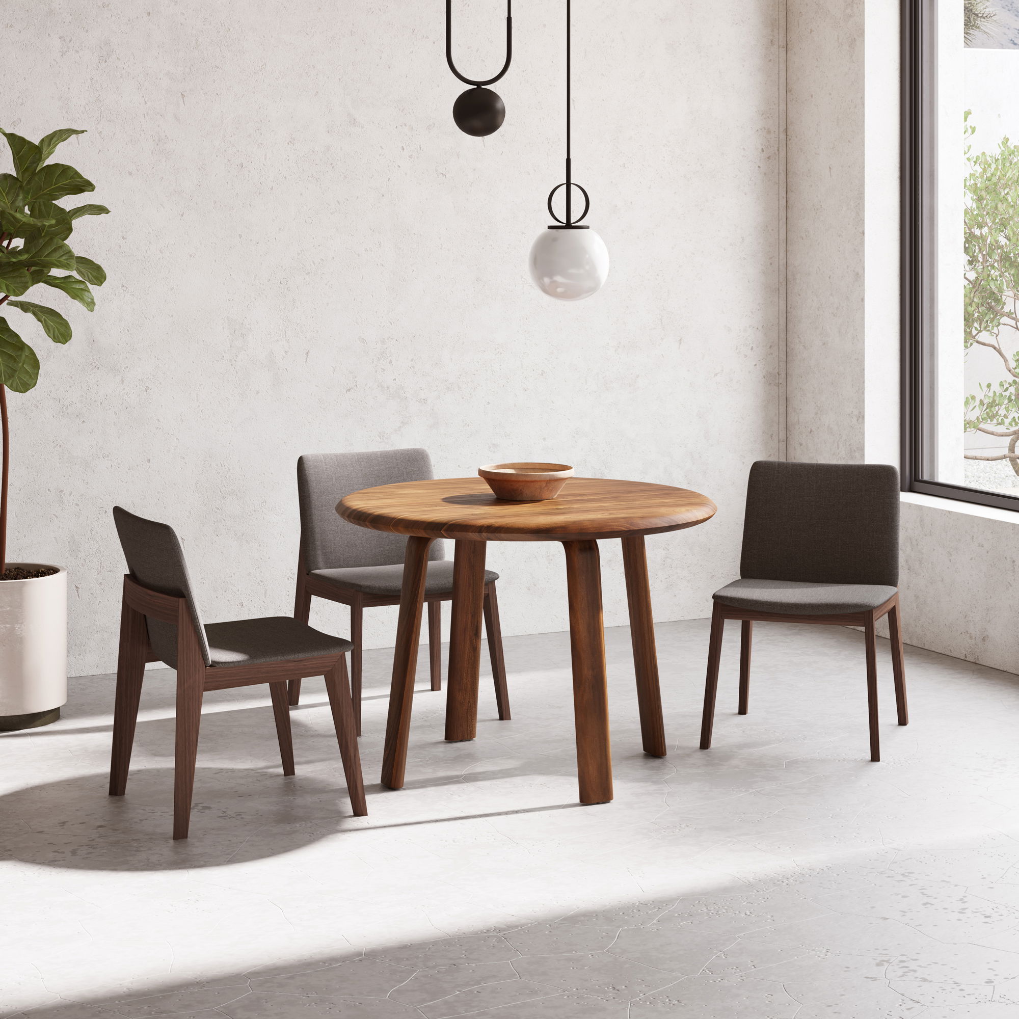 Deco Dining Chair Dark Grey - Set Of Two, by Moe's Home, 21" width x 31" height x 21" depth View 8