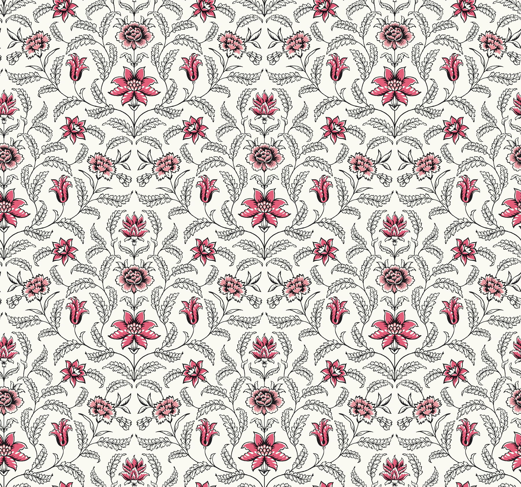 Vintage Blooms Red Wallpaper large image 