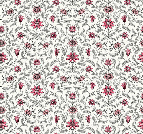 Vintage Blooms Red Wallpaper