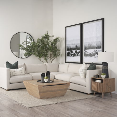 Halston 5 Piece Oatmeal Corner Sofa Set