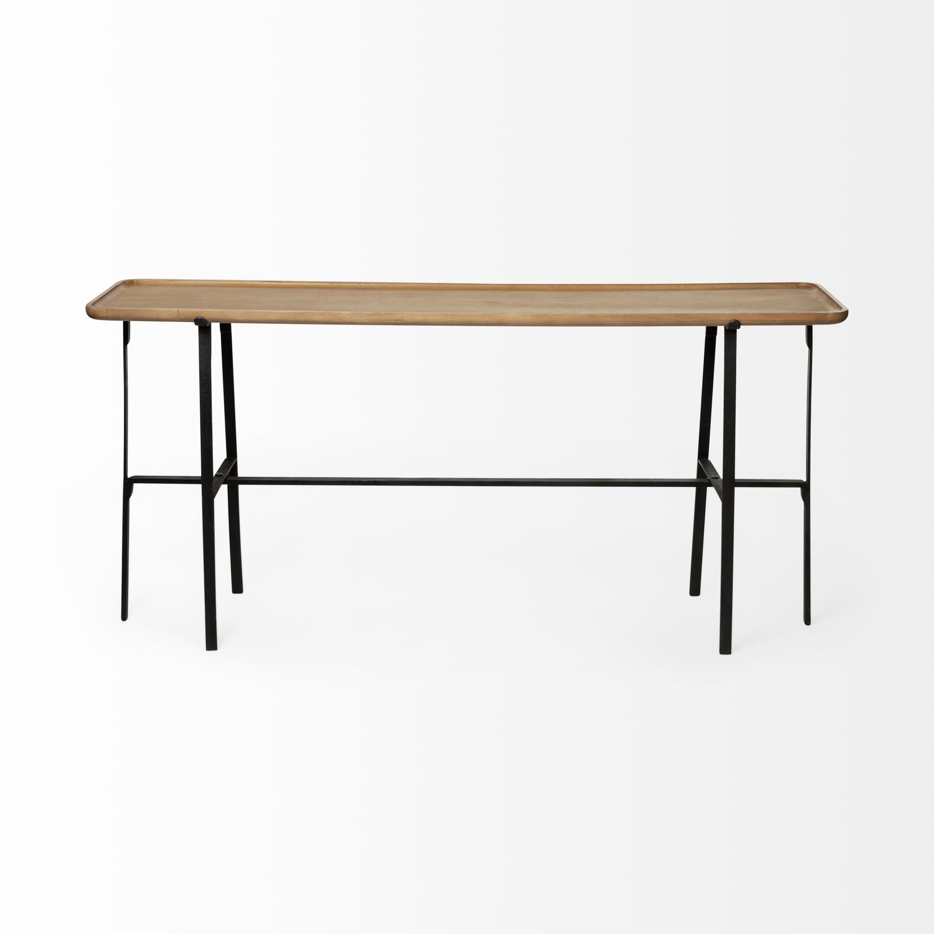Helios II 60L x 14W x 29H Rectangular Brown Raised Edge Top Console Table, by Mercana, 60" length x 14" width x 29" height View 4