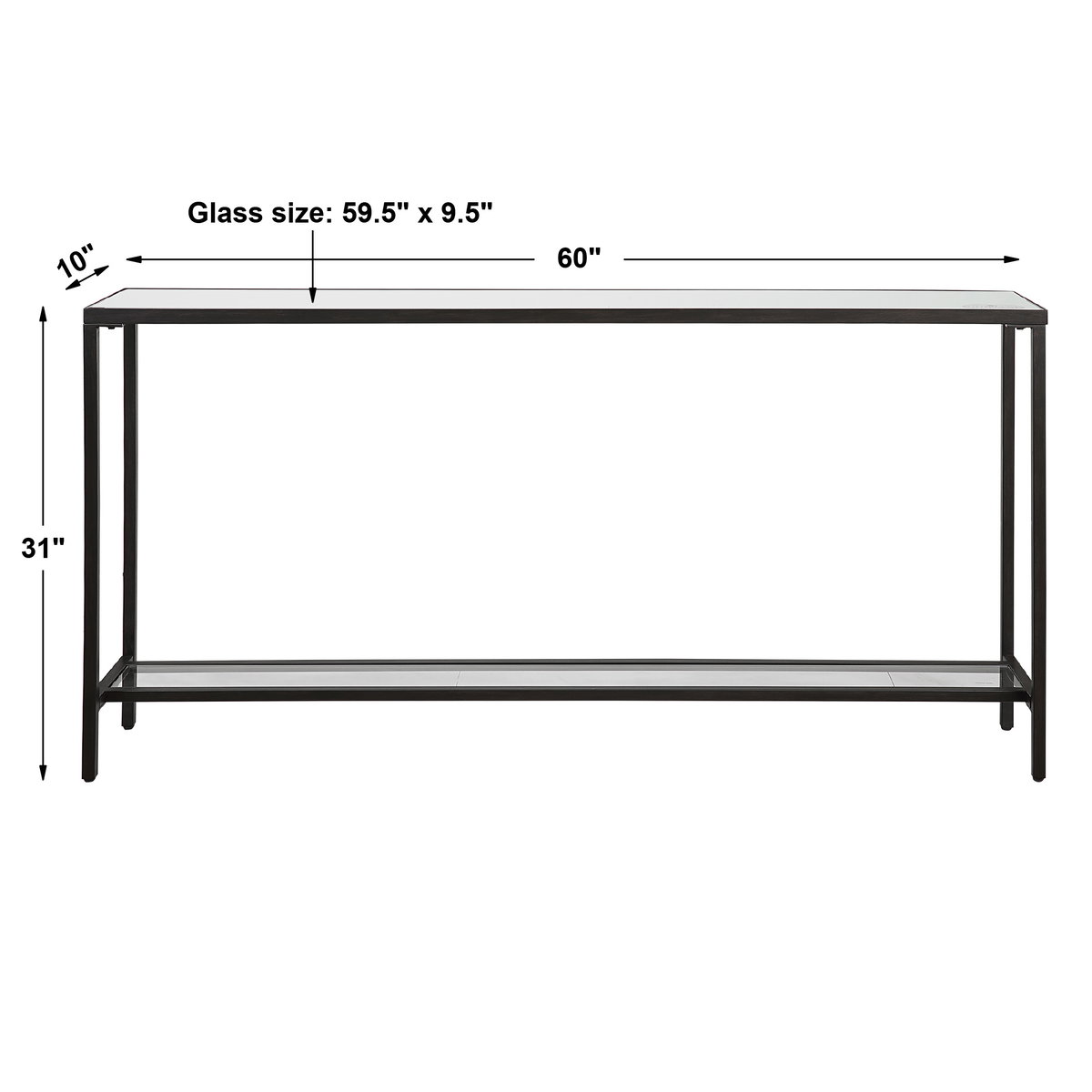 Hayley Black Console Table, by Uttermost, 60" width x 31" height x 10" depth View 3
