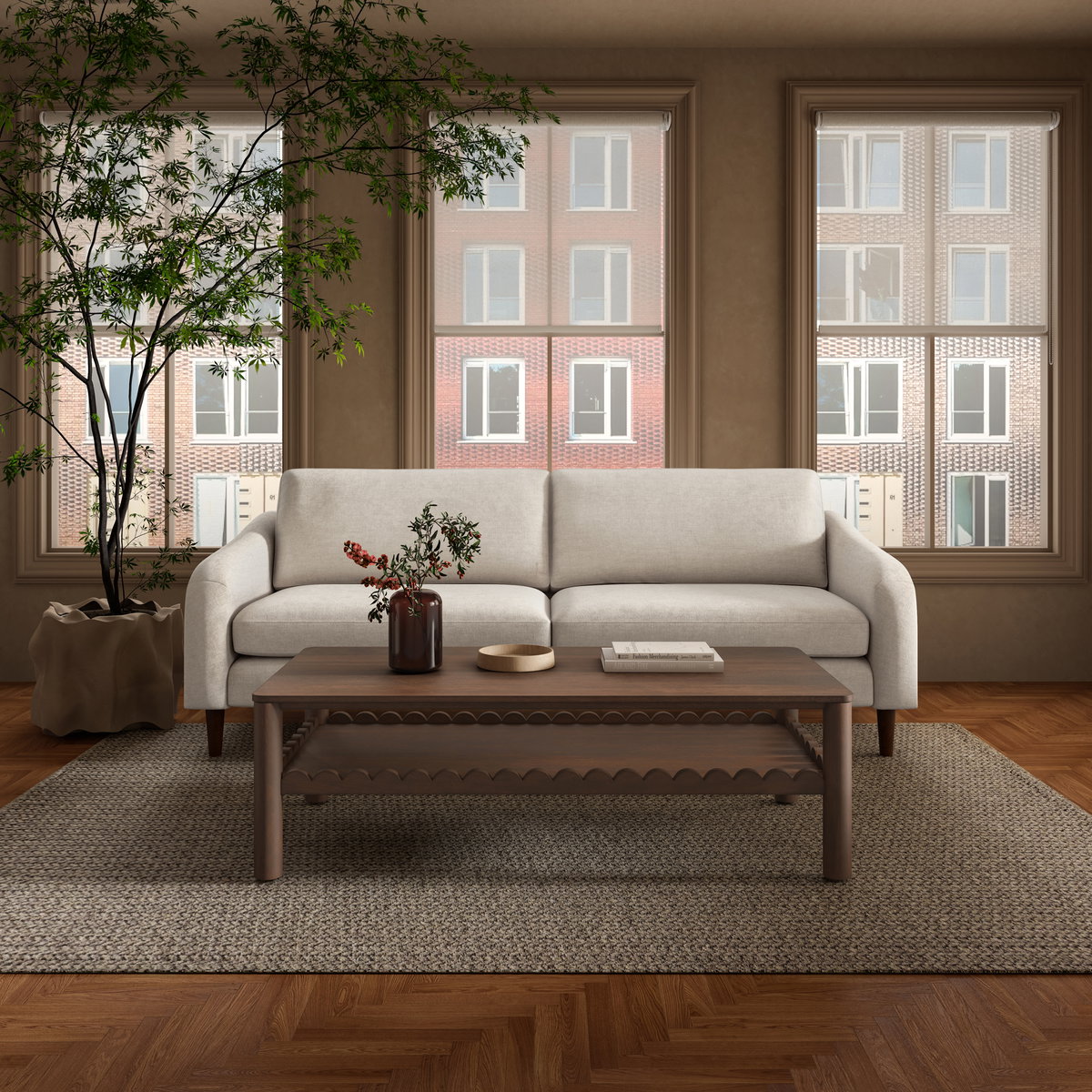 Wiley Coffee Table Vintage Brown, by Moe's Home, 52" width x 16" height x 25.5" depth View 12