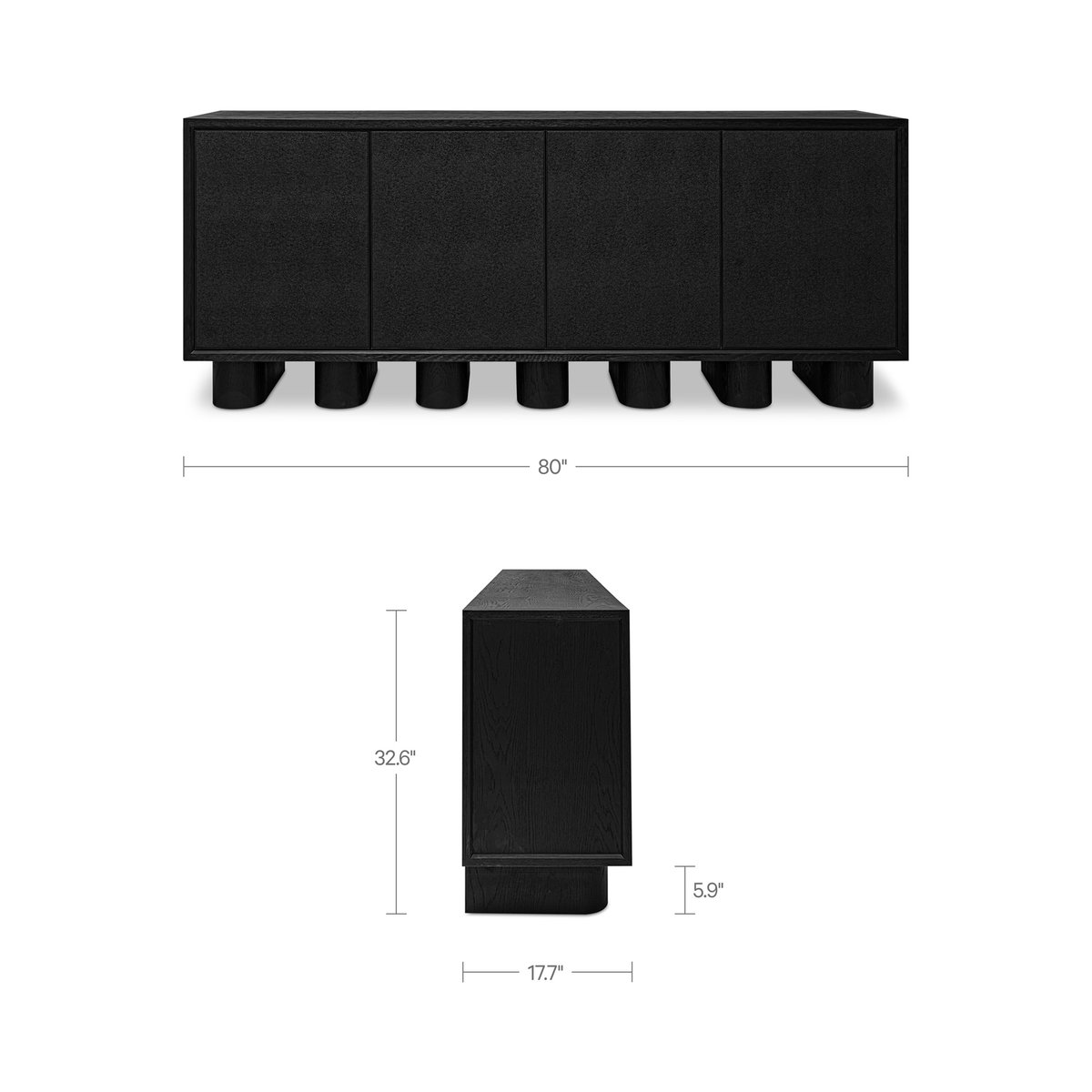 Marcelle Sideboard Black, Cabinets & Sideboard by Moe's Home, 80" width x 32.63" height x 17.75" depth View 8