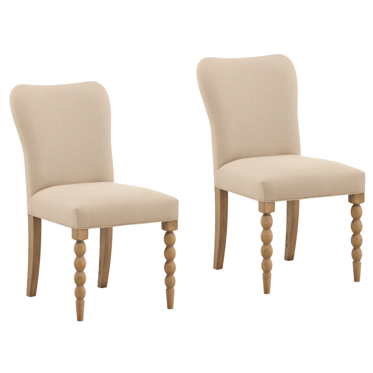 Marcellina Dining Chair Set of 2 Beige, by Dovetail, 19" width x 36.5" height x 25.5" depth View 1