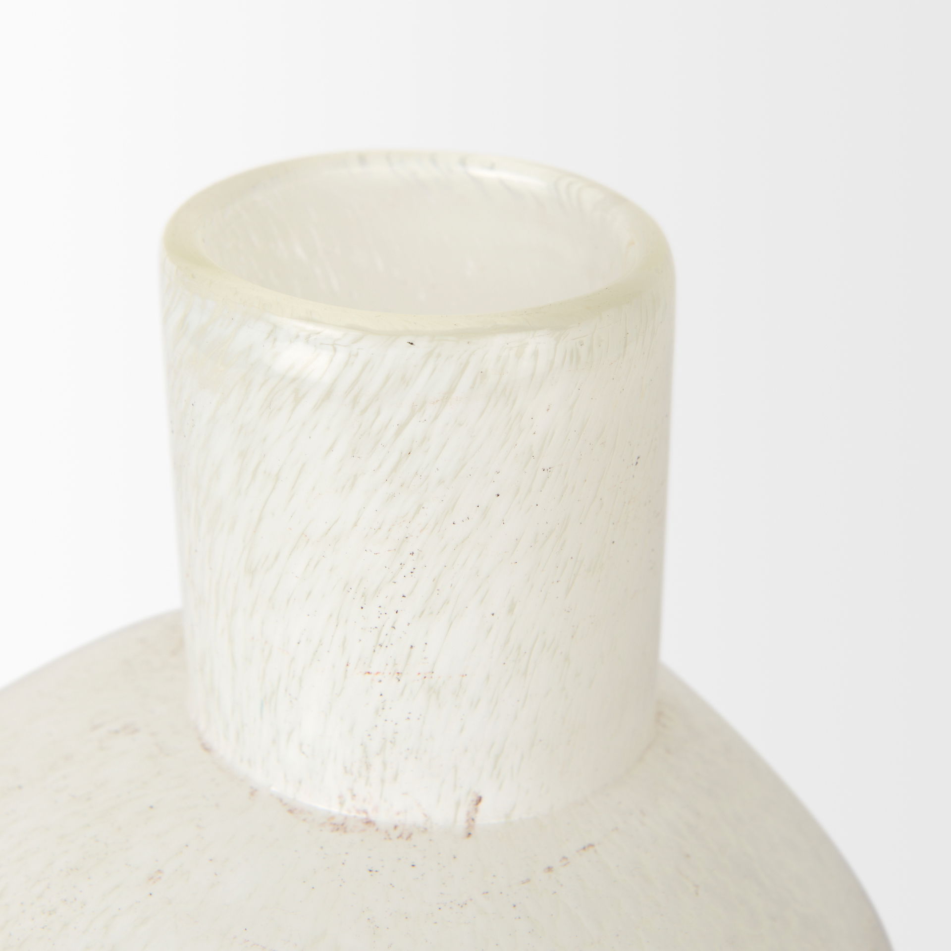 Heket Short White Glass Vase, by Mercana, 6.89" length x 6.89" width x 8.86" height View 7