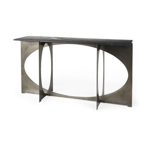 Reinhold IV Black Marble Top Iron Console Table