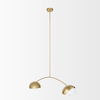 Cybill Brushed Brass with White Metal Shades 2-Light Chandelier, by Mercana, 41.73" length x 9.45" width x 9.75" height thumbnail 4