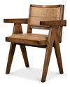 Angus Chair, Brown W/Brown Leather, Dining Chair by Sarreid, 22" length x 20" width x 32" height thumbnail 1