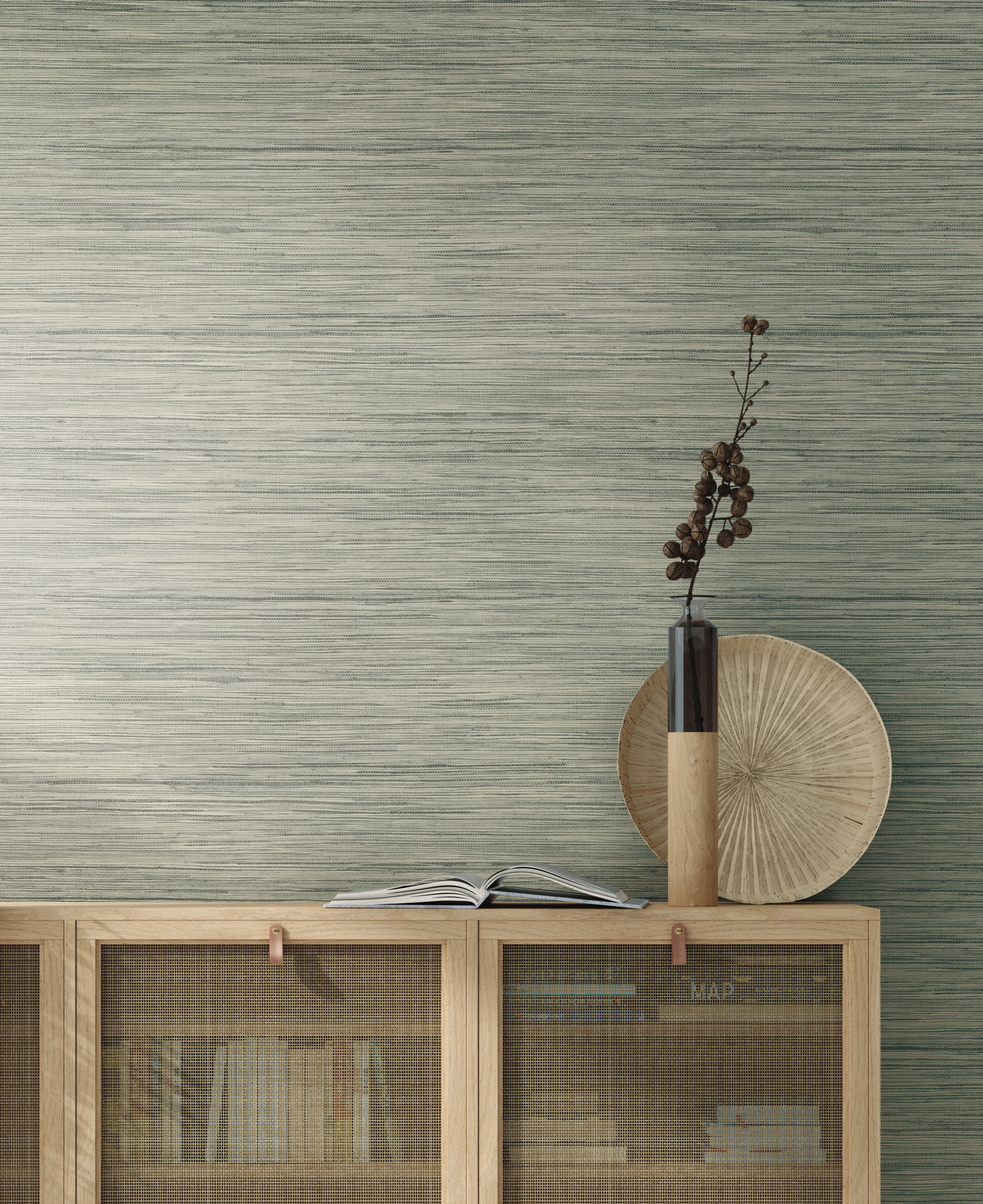Bahia Grass Grey Peel & Stick Wallpaper large image 