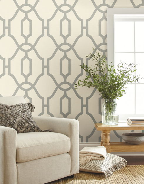 Woven Trellis Quarry Grey Wallpaper
