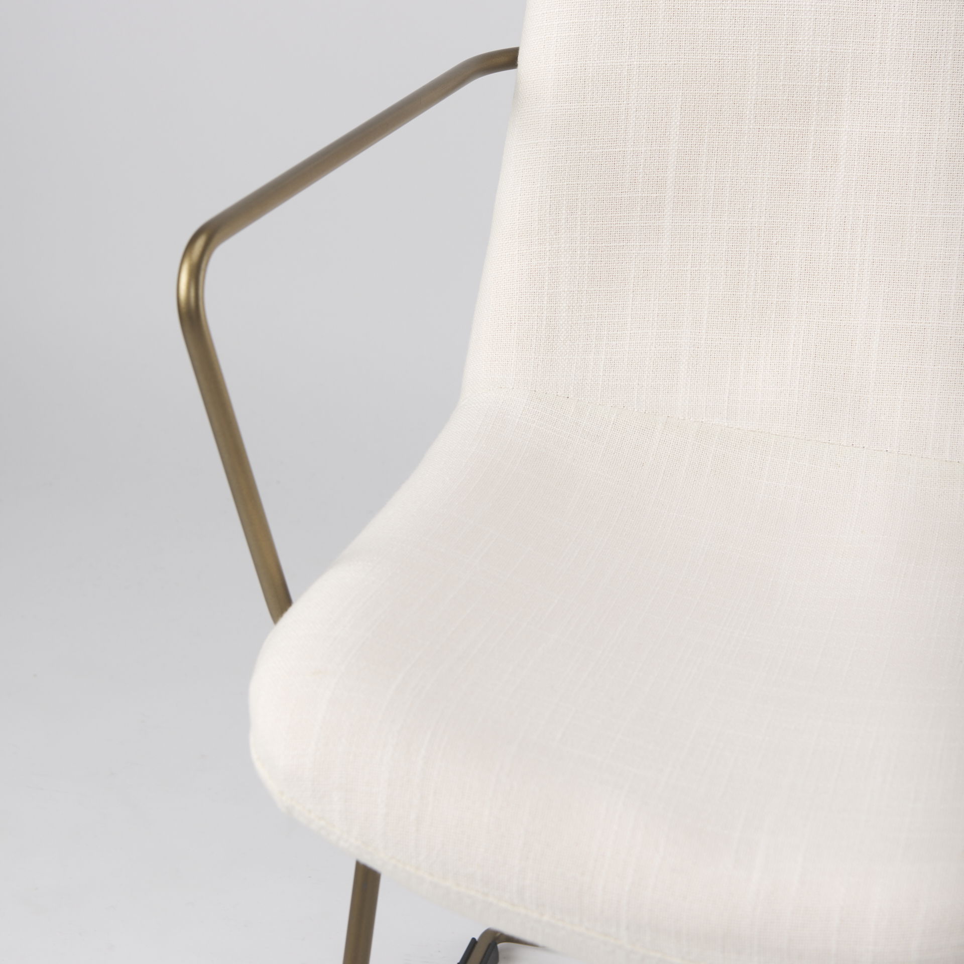 Sawyer Cream Fabric Wrap Gold Metal Frame Dining Chair, by Mercana, 22.44" length x 24.8" width x 34.65" height View 10