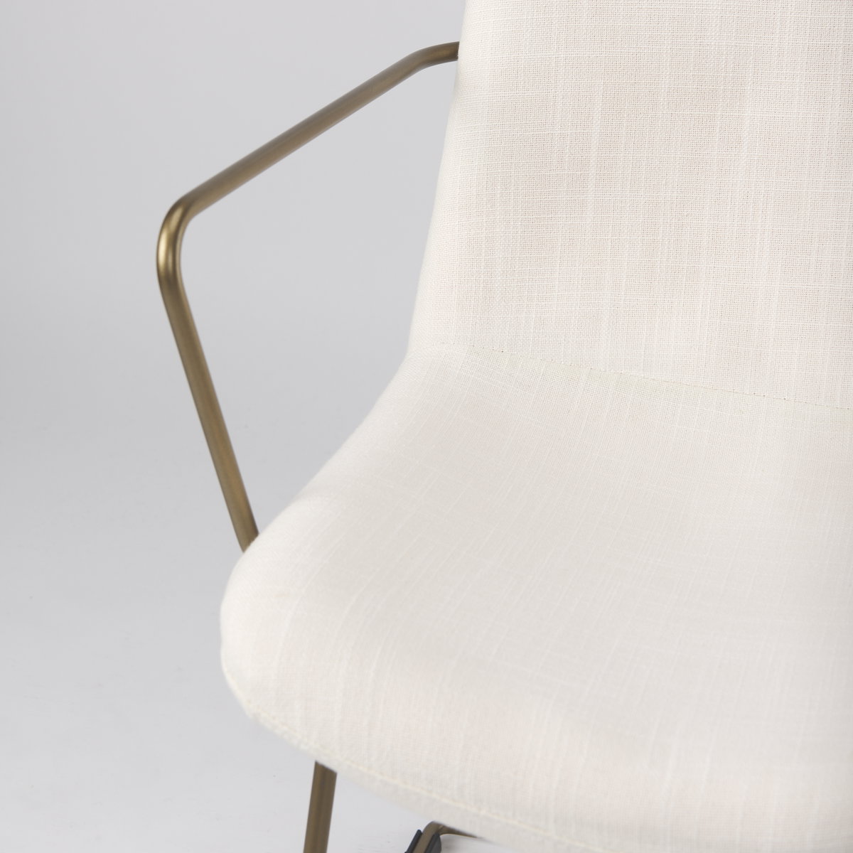 Sawyer Solid Back Dining Side Chair | Cream Fabric with Gold Metal, Dining Chair by Mercana, 22.44" length x 24.8" width x 34.65" height View 10
