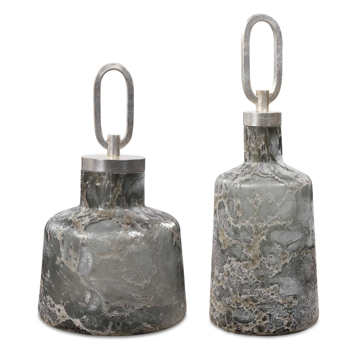 Storm Art Glass Bottles Set/2, Vase by Uttermost, 6.25" width x 17.5" height x 6.25" depth View 1