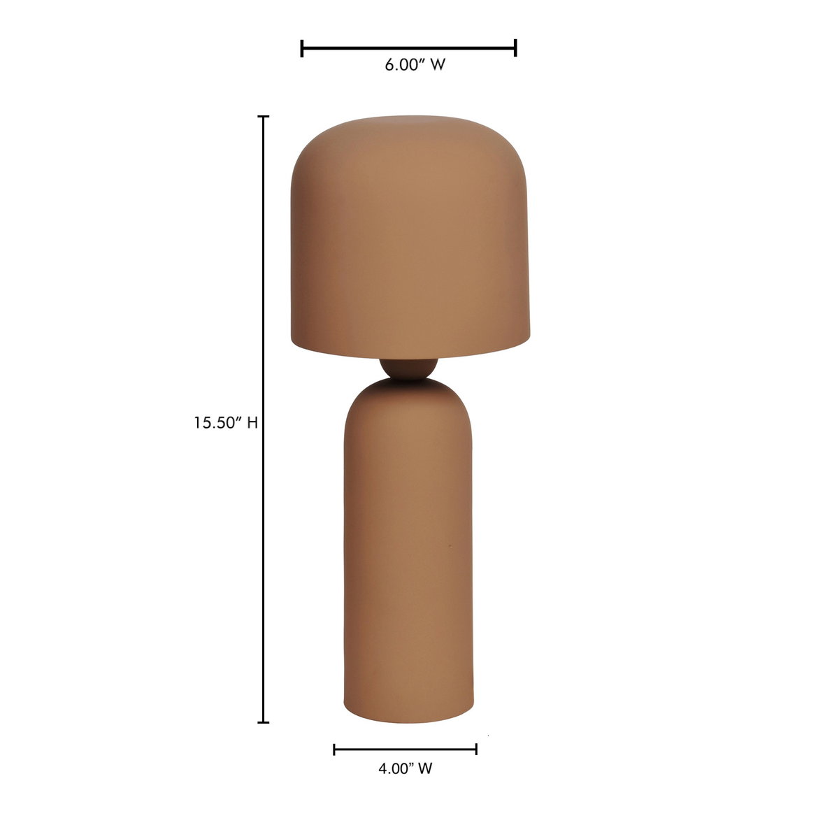 Echo Lamp Terracotta, Table Lamp by Moe's Home, 6" width x 15.5" height x 6" depth View 11